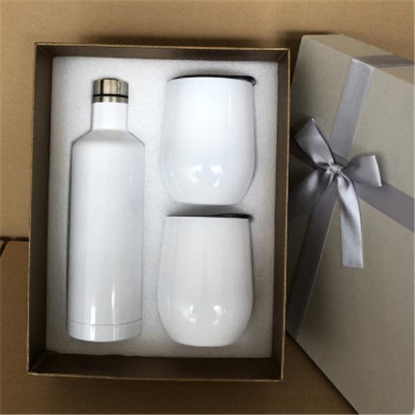 Stainless Steel Bottle & Cup Set- White