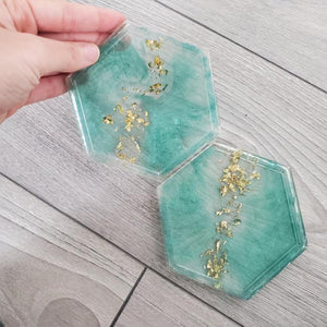 Aqua Gold Path Hexagonal Tray - Lavish & Glamourous Designs