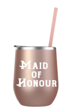 Rose Gold Wine Tumbler & Straw