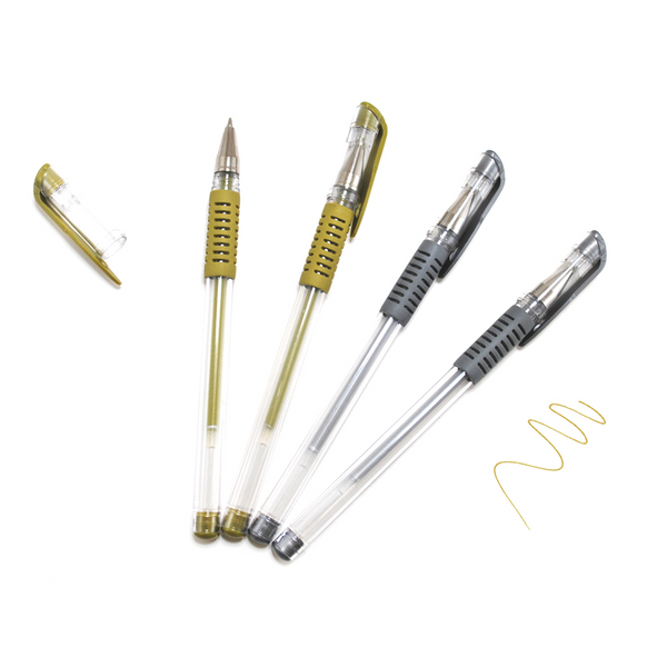 4 Pack Gel Pens | Gold & Silver - Lavish & Glamourous Designs