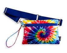 Load image into Gallery viewer, Blue Tie Dye Spiral 2-in-1 Pouch | Belt bag
