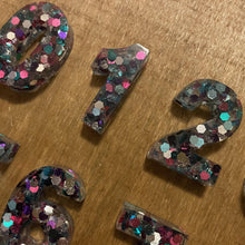 Load image into Gallery viewer, Resin Rainbow Sparkle Numbers | 0-9 - Lavish &amp; Glamourous Designs
