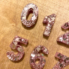 Load image into Gallery viewer, Resin Pink Sparkle Numbers| 0-9 - Lavish &amp; Glamourous Designs
