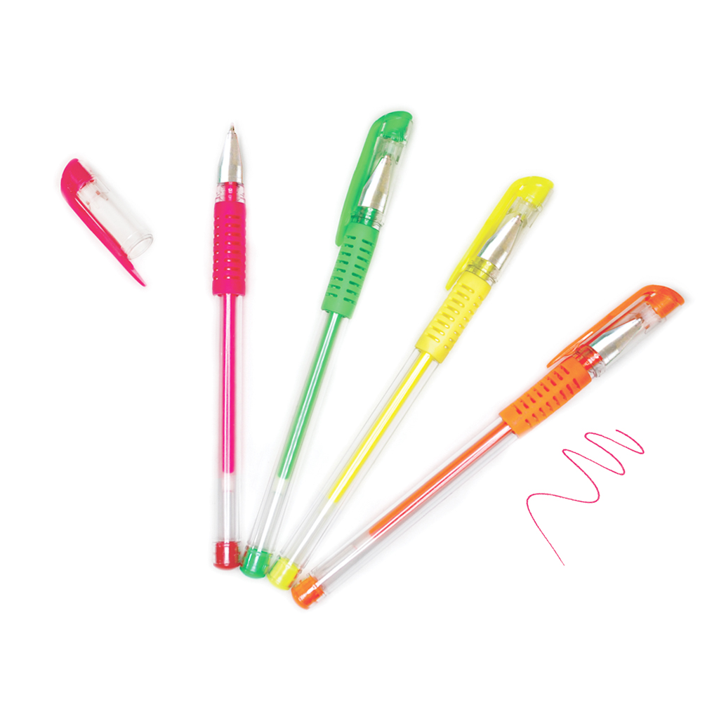 4 Pack Gel Pens | Neons - Lavish & Glamourous Designs