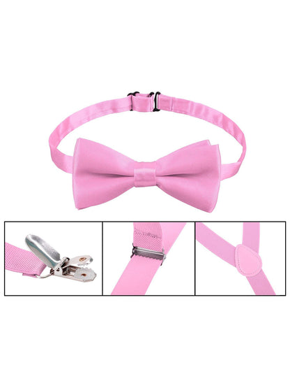 Bow Tie & Suspenders Set | Pink - Lavish & Glamourous Designs