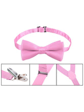 Load image into Gallery viewer, Bow Tie &amp; Suspenders Set | Pink - Lavish &amp; Glamourous Designs

