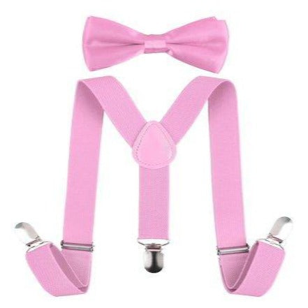 Bow Tie & Suspenders Set | Pink - Lavish & Glamourous Designs