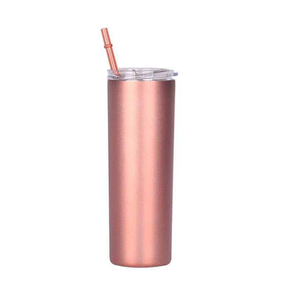 Rose Gold Tumbler with Straw