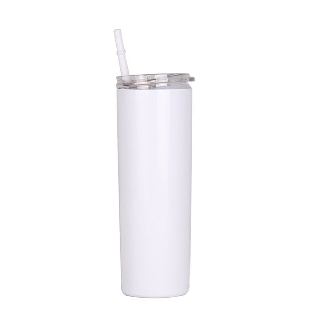 White Tumbler with Straw