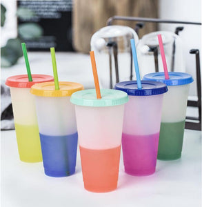 Clear Colour Change Tumblers with Straw - Lavish & Glamourous Designs