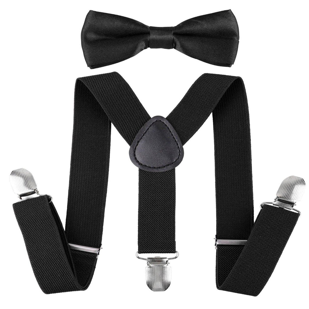 Bow Tie & Suspenders Set | Black - Lavish & Glamourous Designs