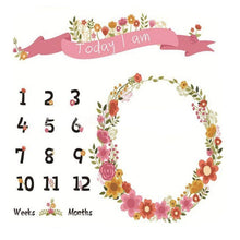 Load image into Gallery viewer, Floral Wreath Milestone Backdrop Blanket
