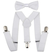Load image into Gallery viewer, Bow Tie &amp; Suspenders Set | White - Lavish &amp; Glamourous Designs
