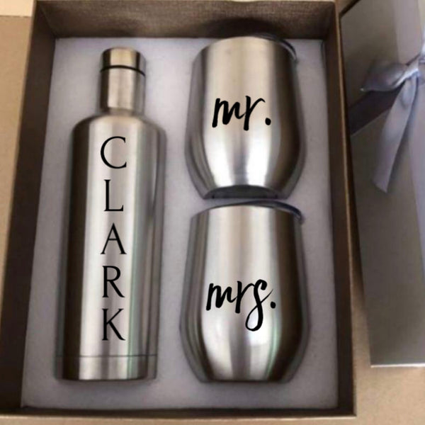 Stainless Steel Bottle & Cup Set- Silver