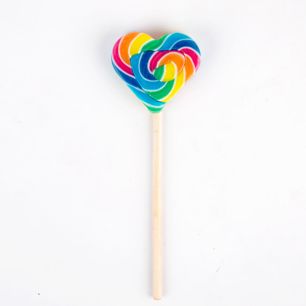 Heart Lollipop-Rainbow Swirl