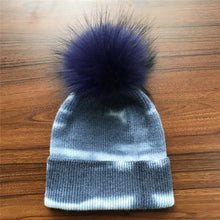 Load image into Gallery viewer, Tie Die Pom Pom Beanie Hats | Blue-Crown - Lavish &amp; Glamourous Designs
