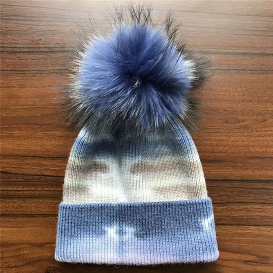 Tie Die Pom Pom Beanie Hats | Hyacinth - Lavish & Glamourous Designs