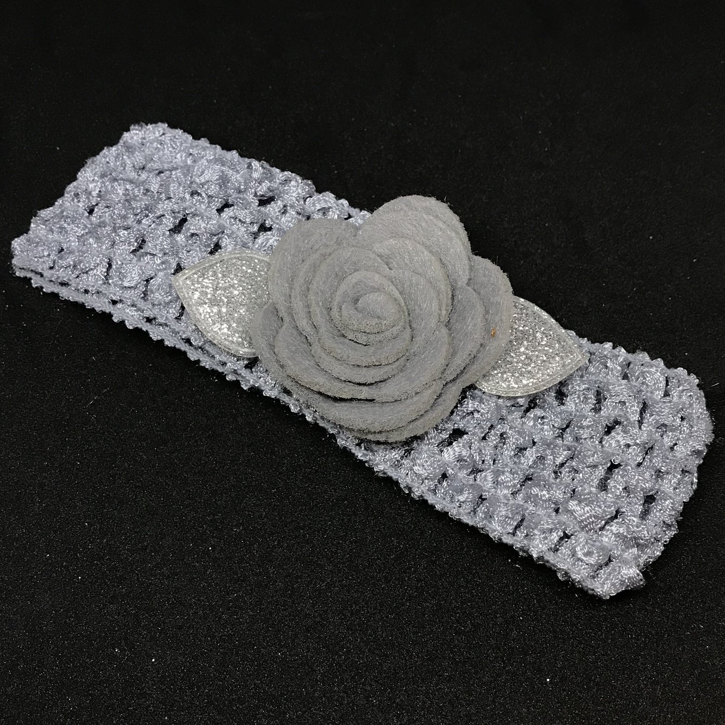 Silver Felt Flower Headband