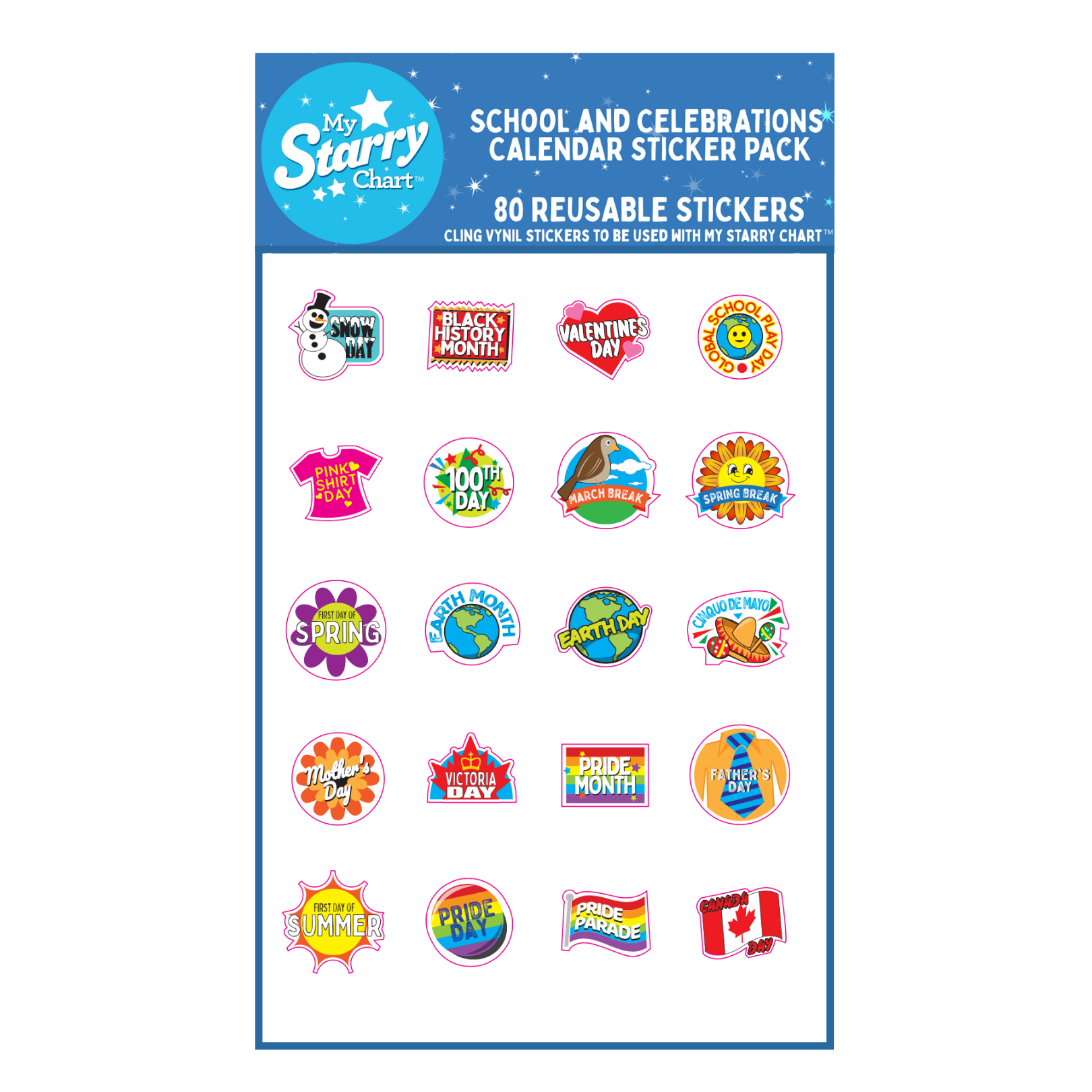 School Calendar and Celebration Sticker Pack - Lavish & Glamourous Designs