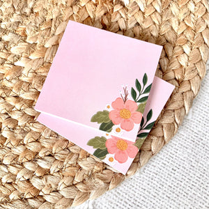 Pink Floral Sticky Note Pad | 50 Sheets