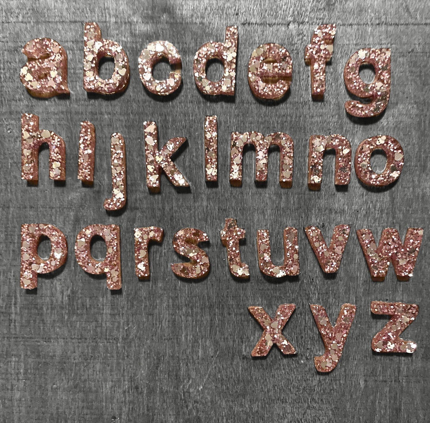 Resin Pink Sparkle Alphabet | Lowercase - Lavish & Glamourous Designs