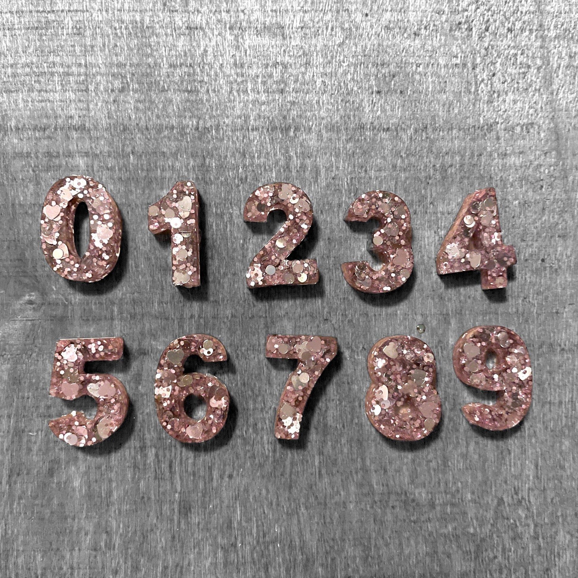 Resin Pink Sparkle Numbers| 0-9 - Lavish & Glamourous Designs