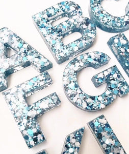 Resin Blue Sparkle Alphabet | Uppercase - Lavish & Glamourous Designs