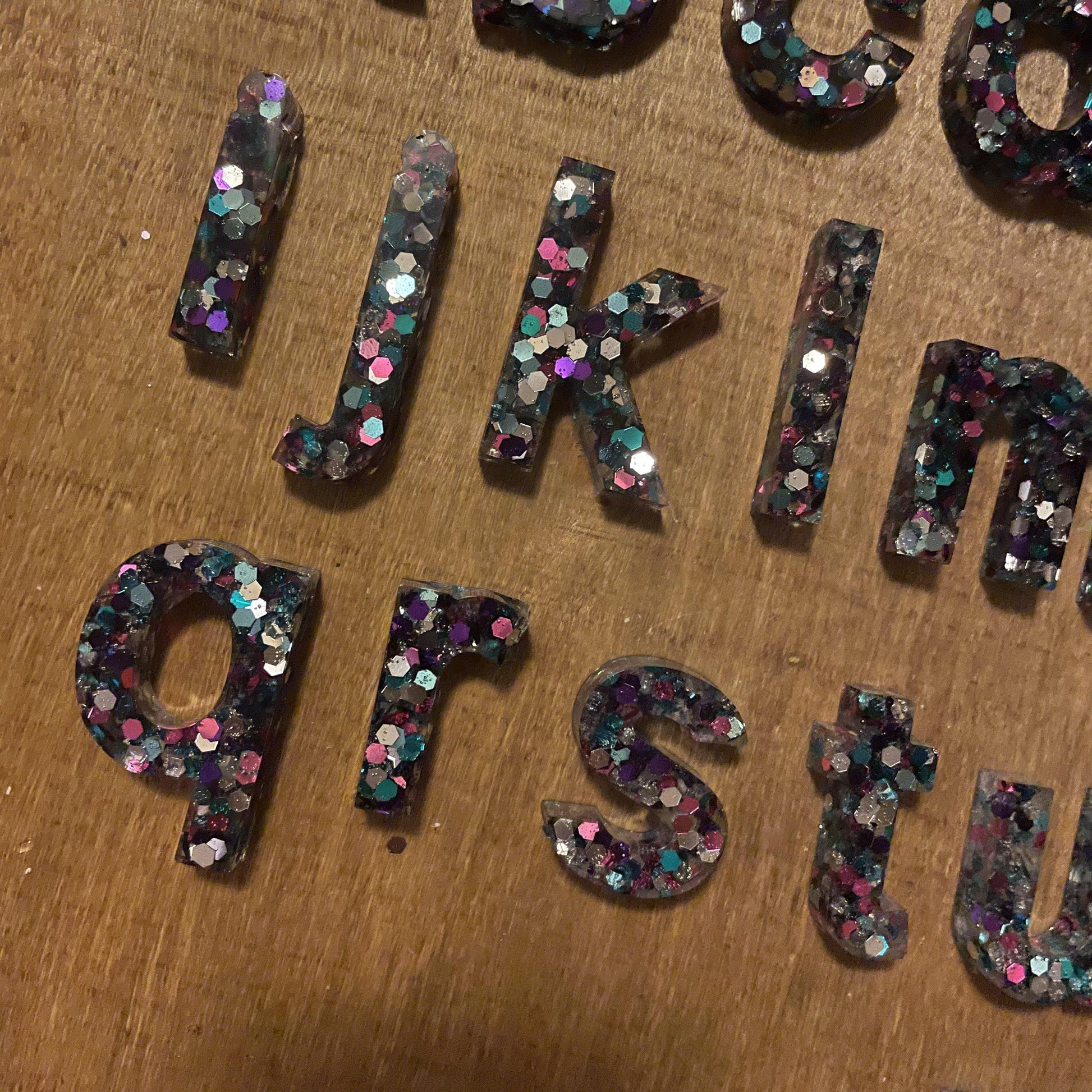 Resin Rainbow Sparkle Alphabet | Lowercase - Lavish & Glamourous Designs