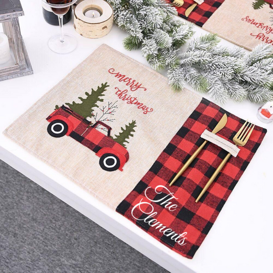 Plaid Truck Placemat | Set of 4pcs or 6pcs