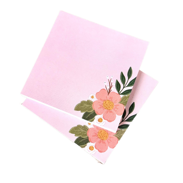 Pink Floral Sticky Note Pad | 50 Sheets