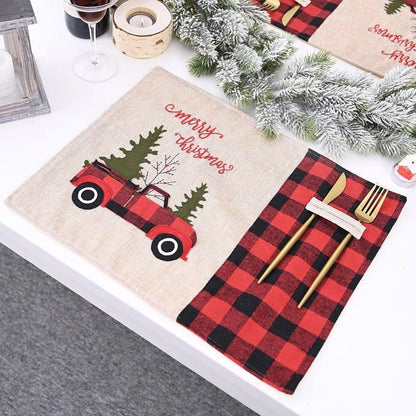 Plaid Truck Placemat | Set of 4pcs or 6pcs