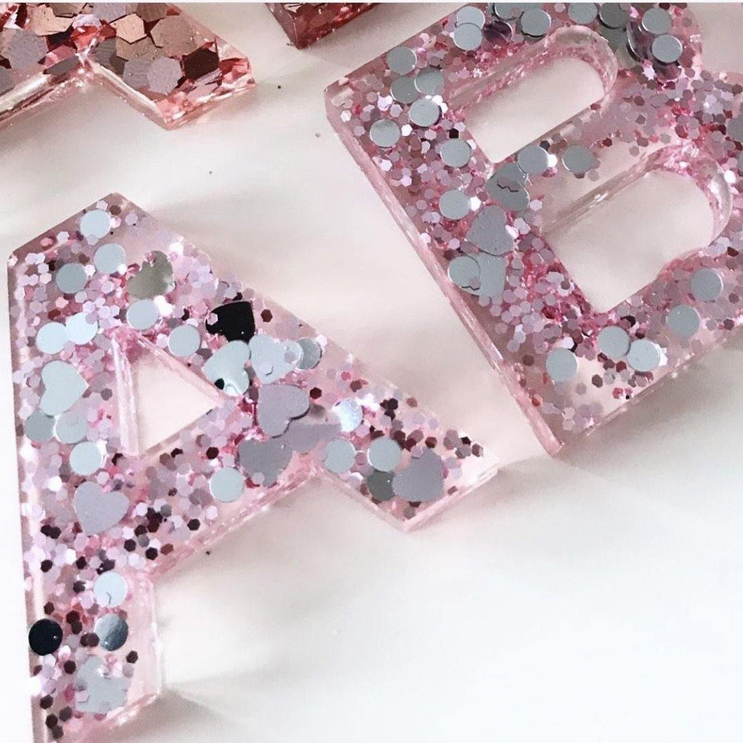 Resin Pink Sparkle Alphabet | Uppercase - Lavish & Glamourous Designs