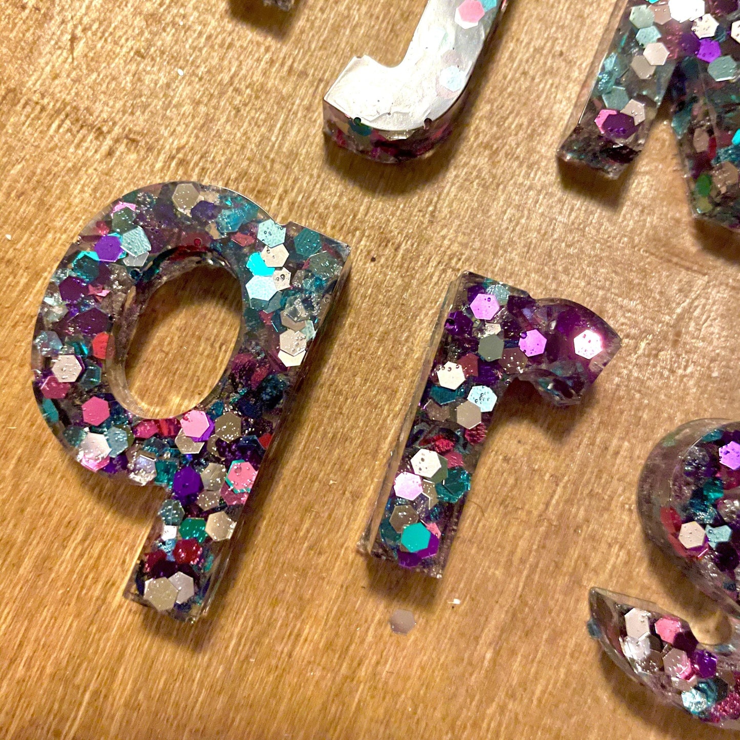 Resin Rainbow Sparkle Alphabet | Lowercase - Lavish & Glamourous Designs