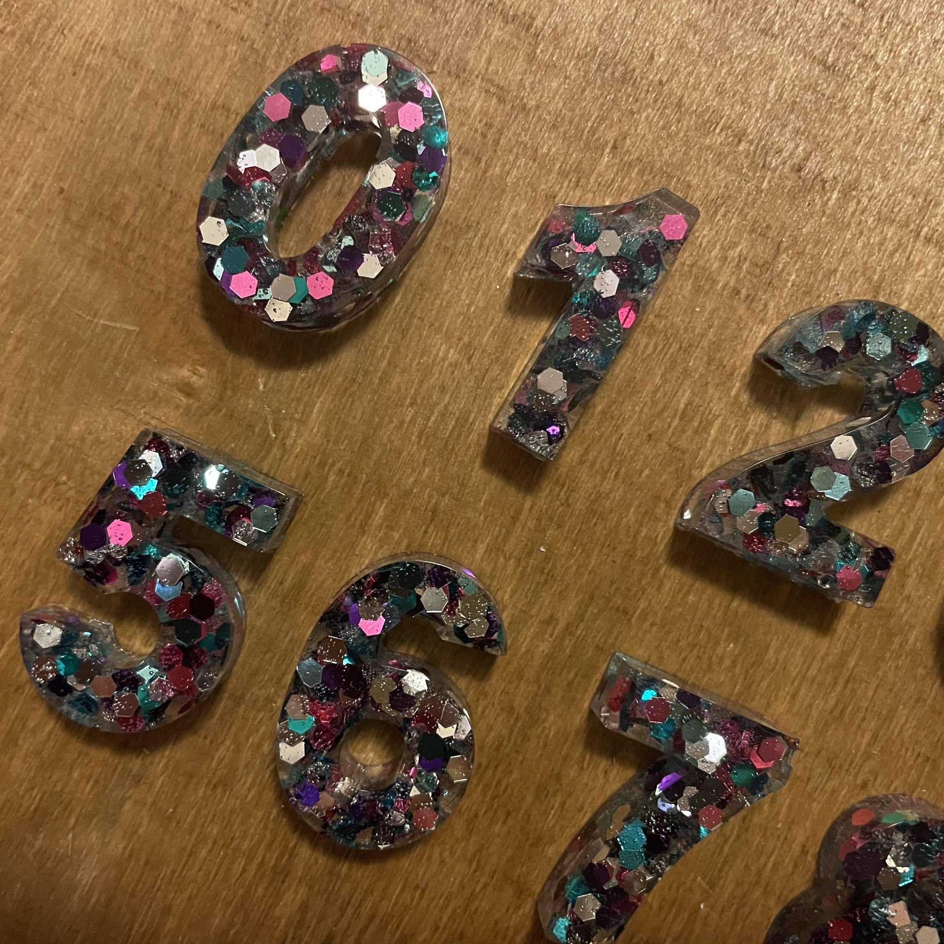 Resin Rainbow Sparkle Numbers | 0-9 - Lavish & Glamourous Designs