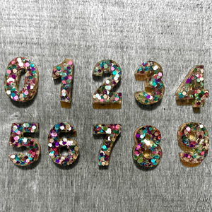 Resin Rainbow Sparkle Numbers | 0-9 - Lavish & Glamourous Designs
