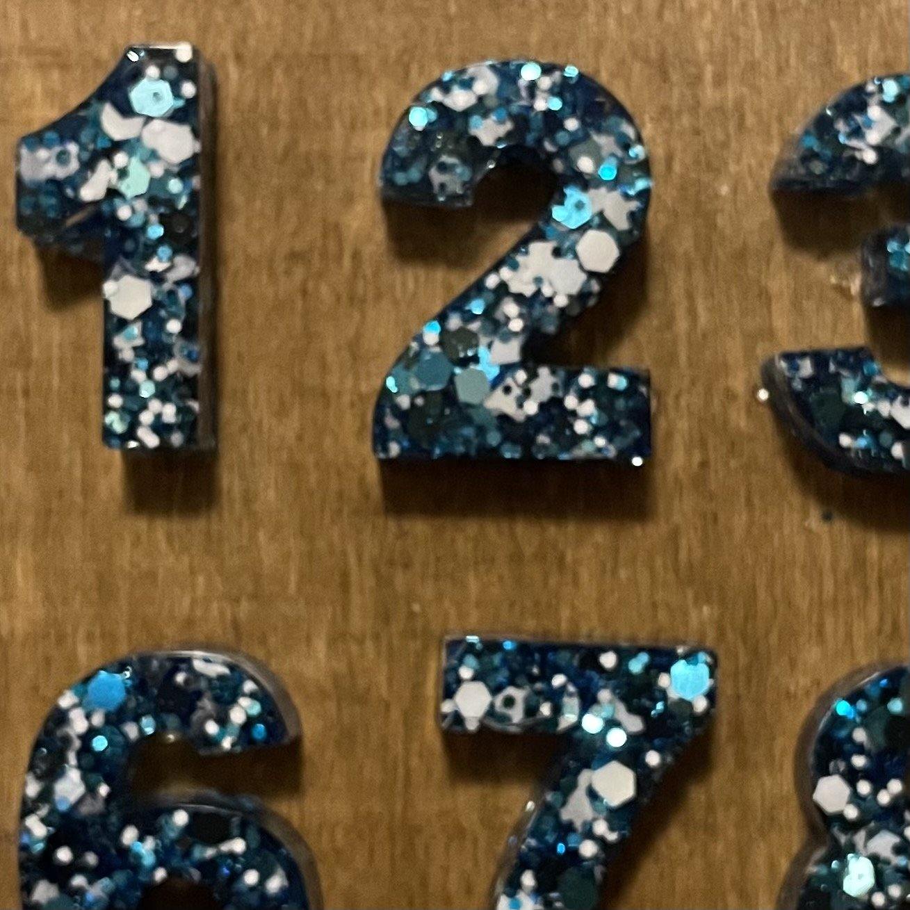 Resin Blue Sparkle Numbers| 0-9 - Lavish & Glamourous Designs