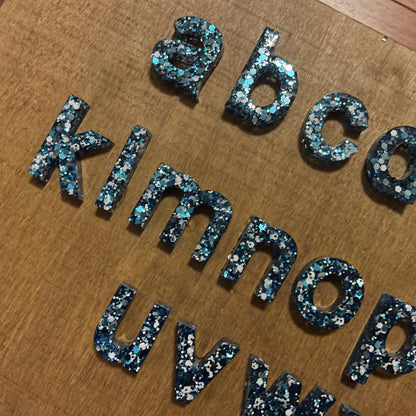 Resin Blue Sparkle Alphabet | Lowercase - Lavish & Glamourous Designs