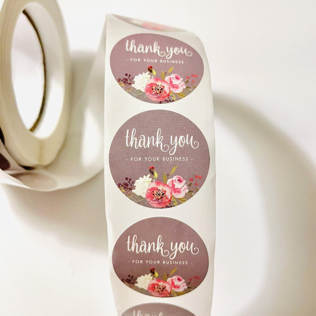 Floral Coloured Thank You Stickers | 50pcs - Lavish & Glamourous Designs