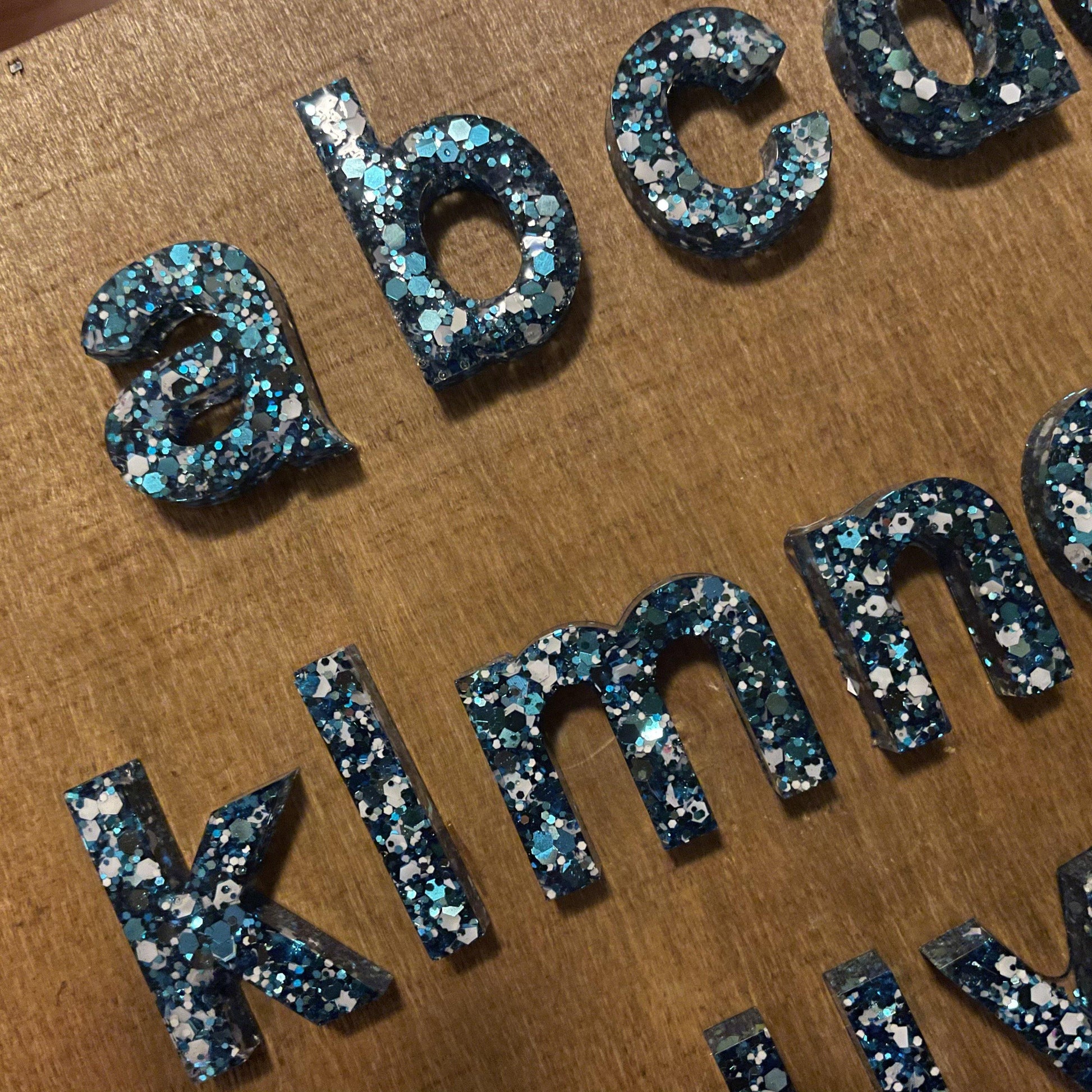 Resin Blue Sparkle Alphabet | Lowercase - Lavish & Glamourous Designs