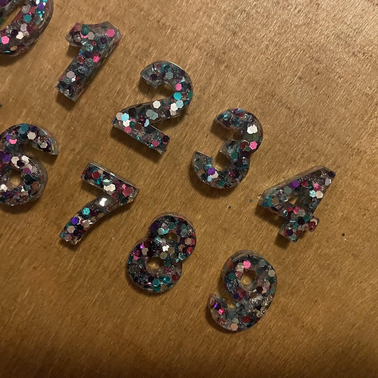 Resin Rainbow Sparkle Numbers | 0-9 - Lavish & Glamourous Designs