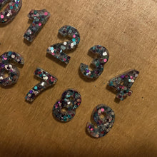 Load image into Gallery viewer, Resin Rainbow Sparkle Numbers | 0-9 - Lavish &amp; Glamourous Designs
