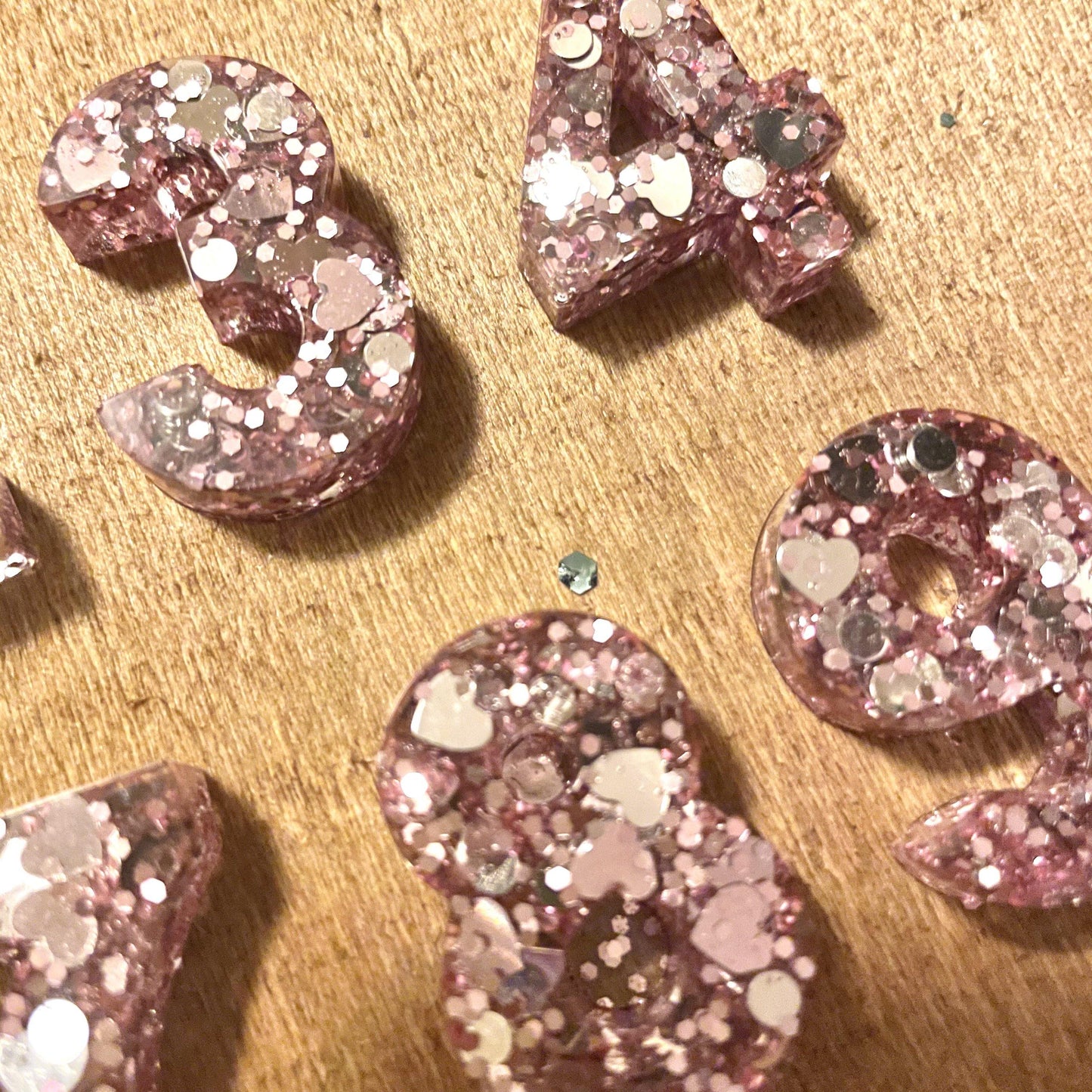 Resin Pink Sparkle Numbers| 0-9 - Lavish & Glamourous Designs