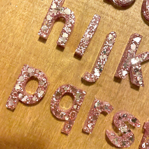 Resin Pink Sparkle Alphabet | Lowercase - Lavish & Glamourous Designs