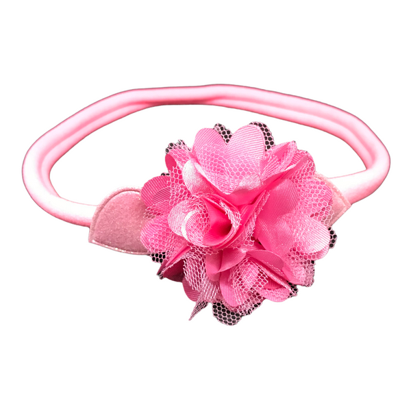 Pink Hearts & Flower Headband