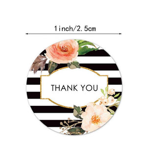 Floral Stripe Thank You Stickers | 50pcs - Lavish & Glamourous Designs