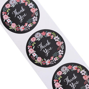 Floral Wreath Thank You Stickers | 50pcs - Lavish & Glamourous Designs