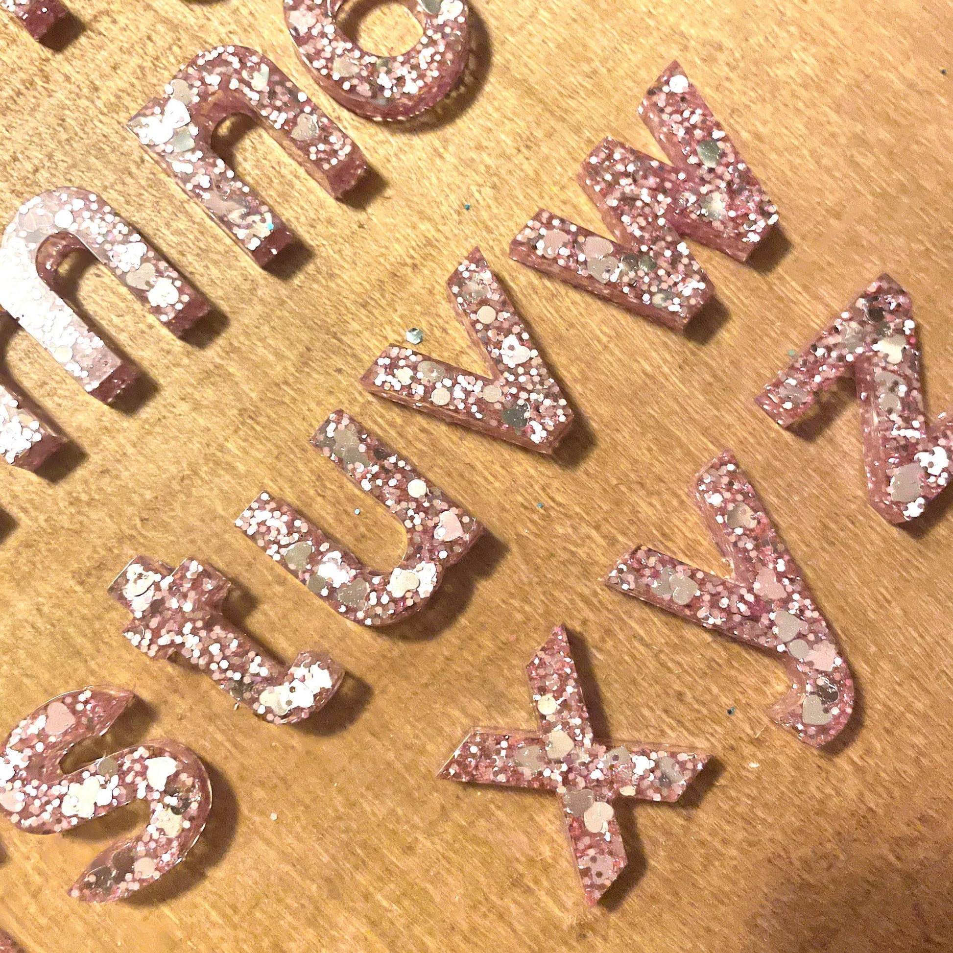 Resin Pink Sparkle Alphabet | Lowercase - Lavish & Glamourous Designs