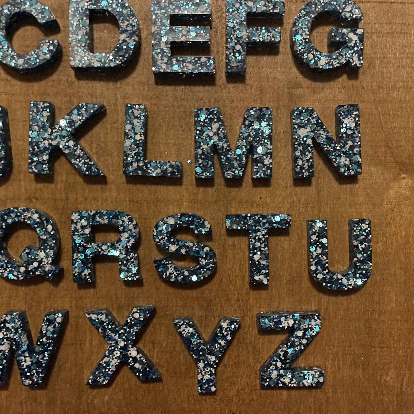 Resin Blue Sparkle Alphabet | Uppercase - Lavish & Glamourous Designs