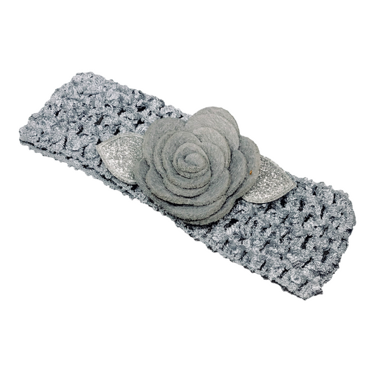 Silver Felt Flower Headband