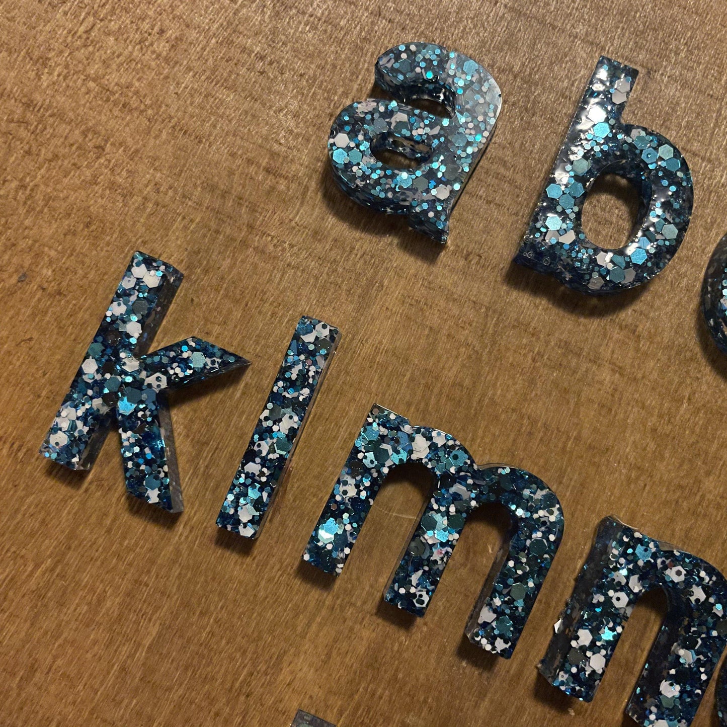 Resin Blue Sparkle Alphabet | Lowercase - Lavish & Glamourous Designs